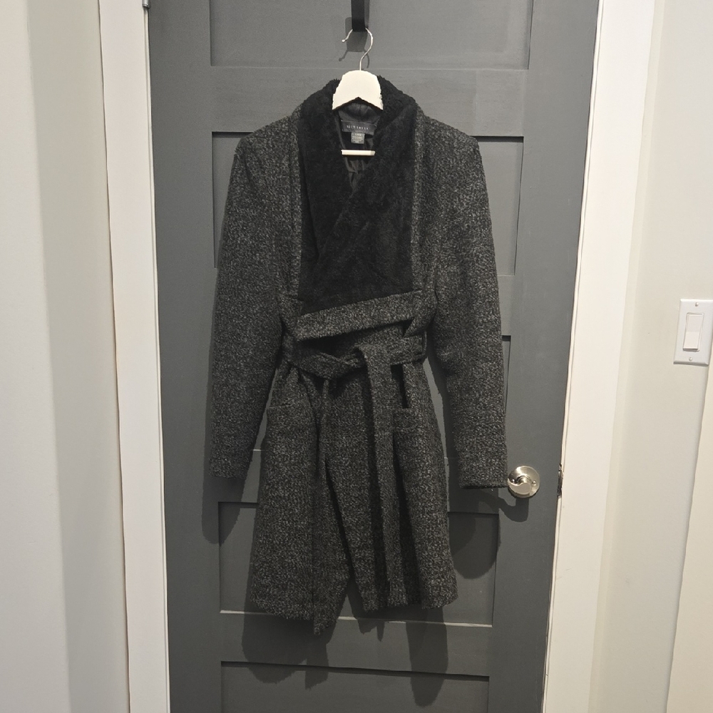 Suzy Shier Black Coat with Gray Accents